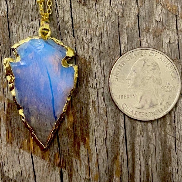 Opal stone arrowhead pendant stainless steel chain - Picture 10 of 10